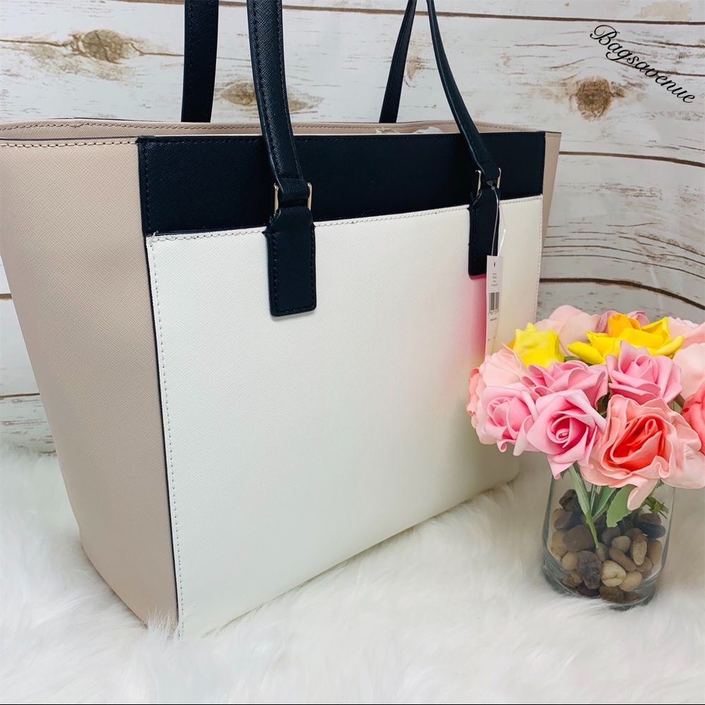 Beige black tote cameron large laptop Kate spade - Picture 4 of 8